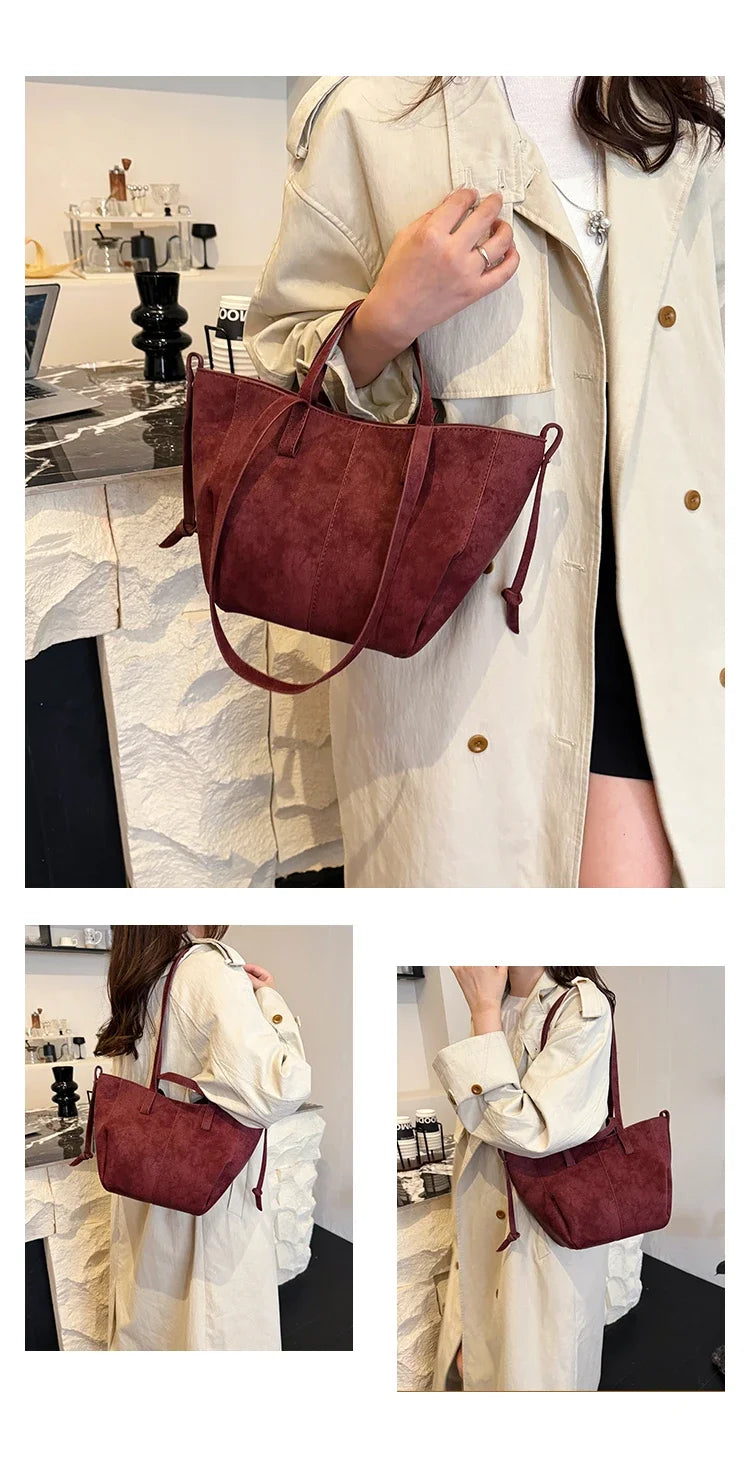 Light Luxury Solid PU Hasp Shoulder Bag for Women Commuting Frosted Leather Handbag 2026 Hot Sale Large Capacity Niche Tote Bags