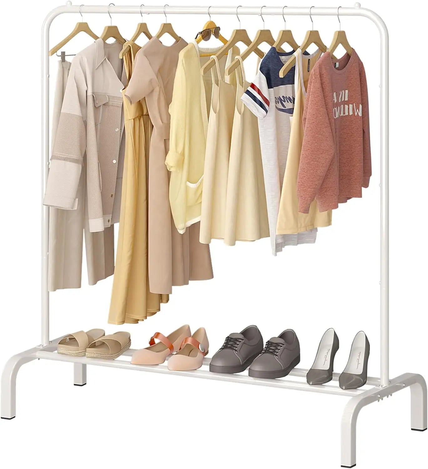Metal Clothes Rack with Shoe Shelf