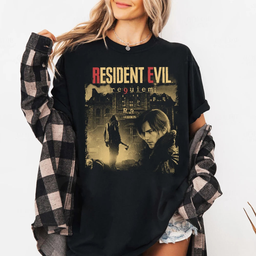 Resident Evil Requiem Leon S Kennedy Shirt Grace Ashcroft Raccoon City Tee Short Sleeve Men Women for Spring and Summer Unisex