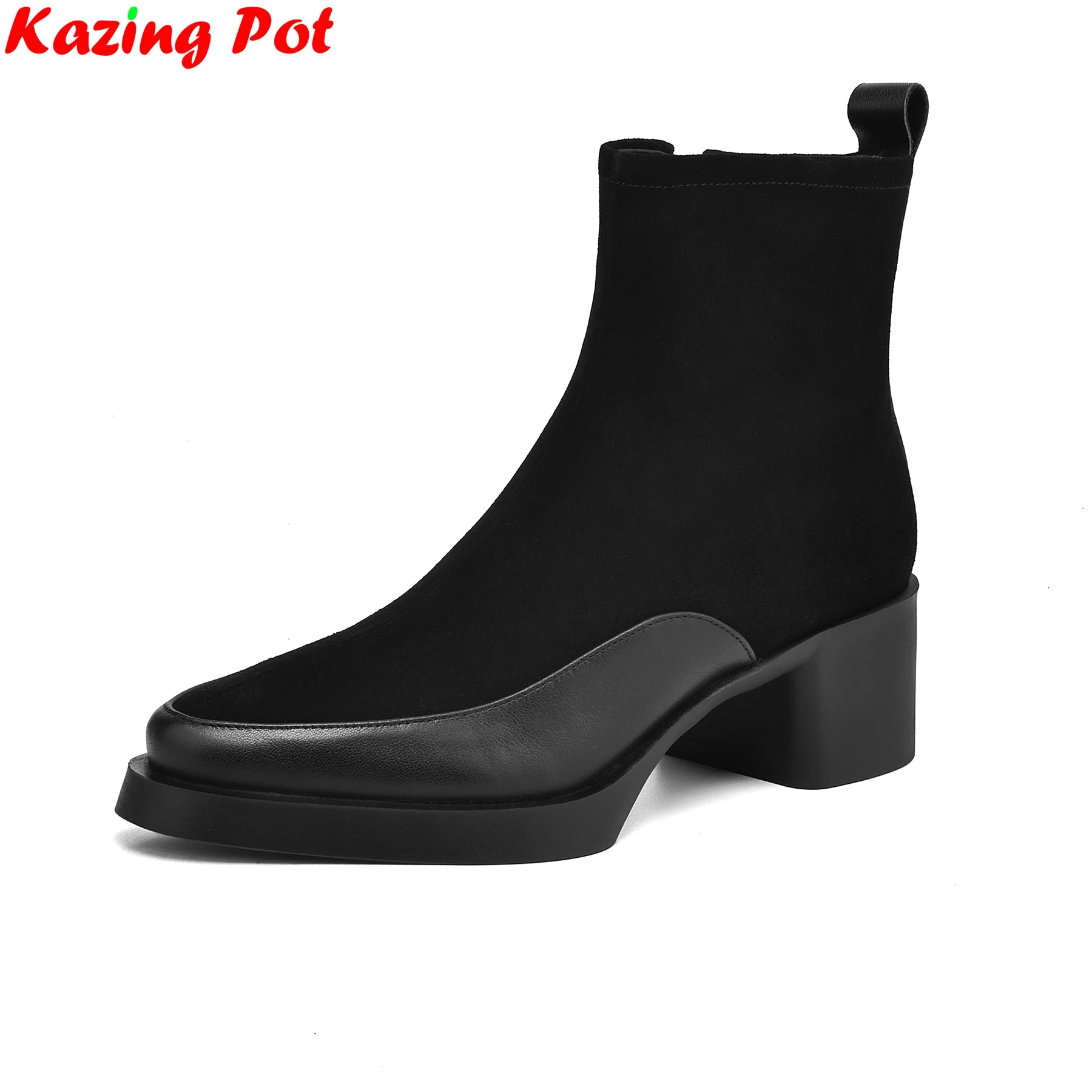 SUEDE LUXE - Women's Cow Suede Platform Ankle Boots - High Heel, Round Toe, Winter