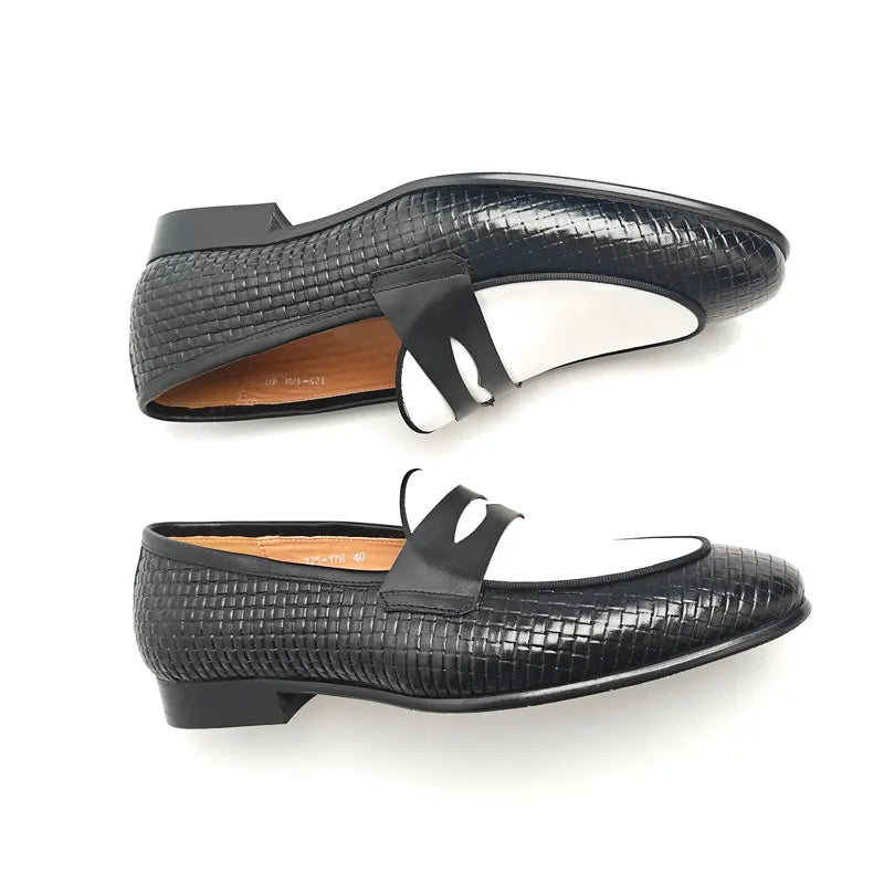 CRAFT LOAFER - Men's Handmade Genuine Leather Slip-On Loafers - Black & White Career Casual Shoes