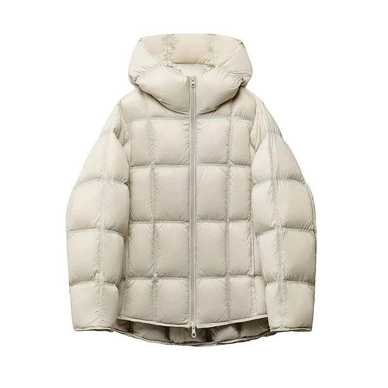 Light Oversized Hooded Down Jacket - 90% Duck Down