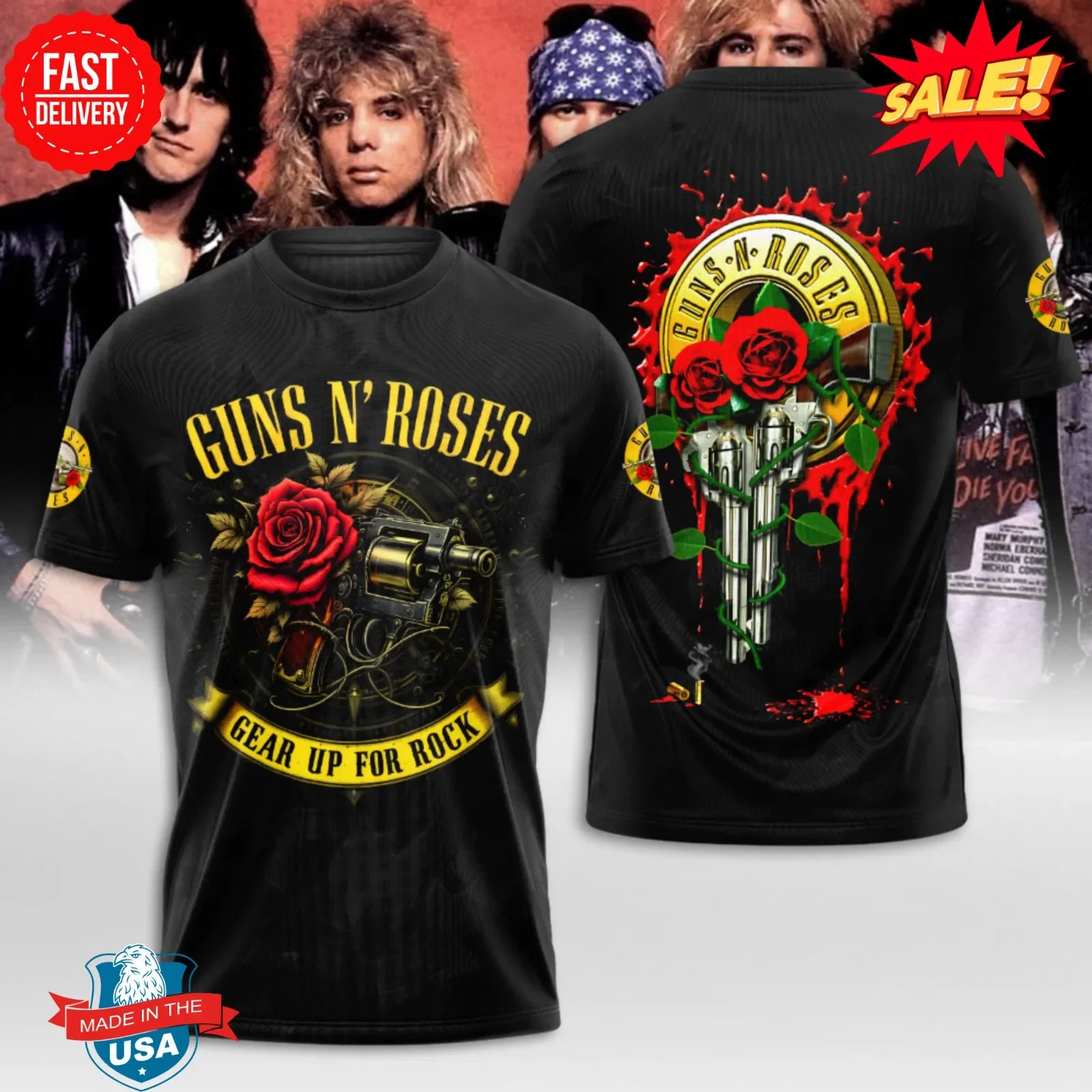 Guns N Roses Tour 2025 T-Shirt Vintage Rock Band Tee