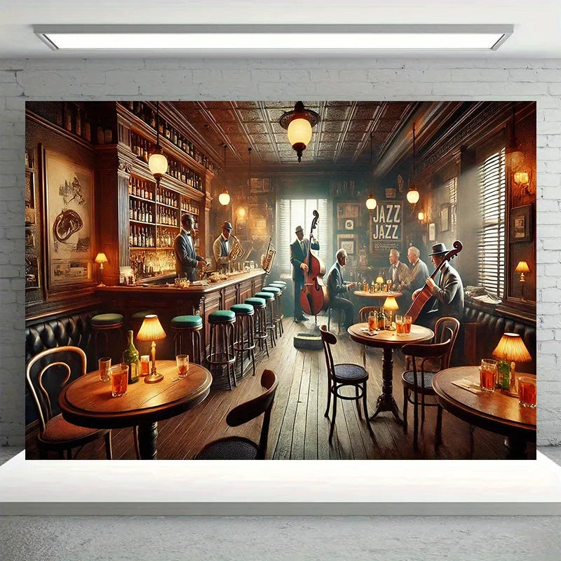 Jazz Bar Backdrop - Multi-Size - Party Atmosphere