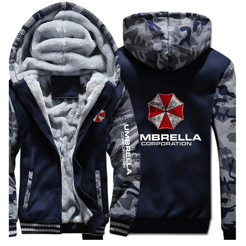 2025 Leisure Versatile Hoodies Autumn And Winter Men's Popular Jacket Umbrella Corporation Graphic Logo Print Fleece Warm Coat