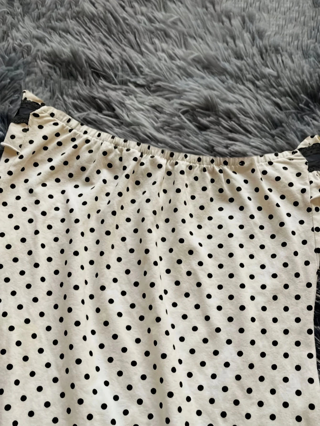 Women's Vintage Polka Dot Off Shoulder Mini Dress, Ruffle Lace Trim Strapless A Line Flare Dress, Y2K Cute Summer Party Dress 2.