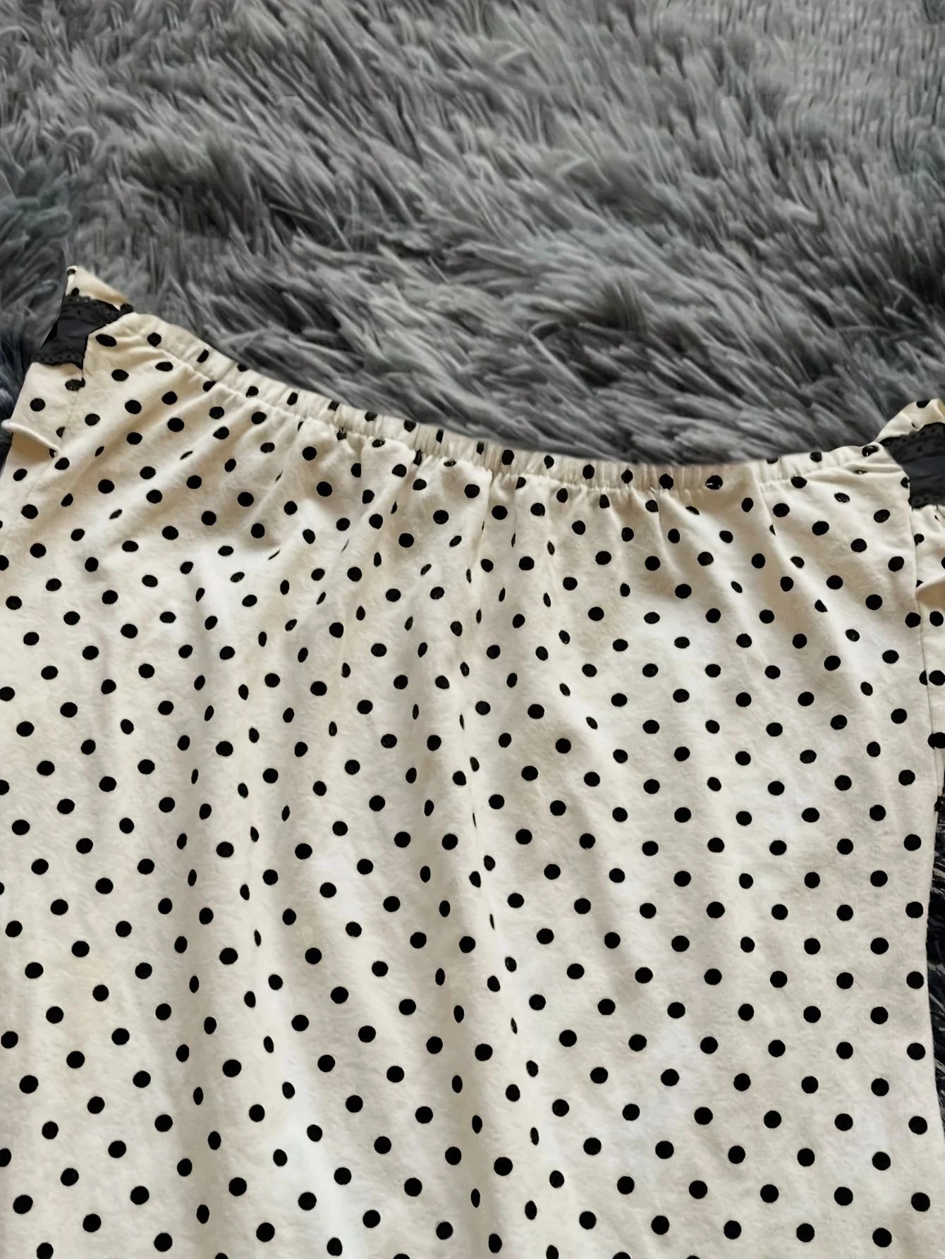 Women's Vintage Polka Dot Off Shoulder Mini Dress, Ruffle Lace Trim Strapless A Line Flare Dress, Y2K Cute Summer Party Dress 2.