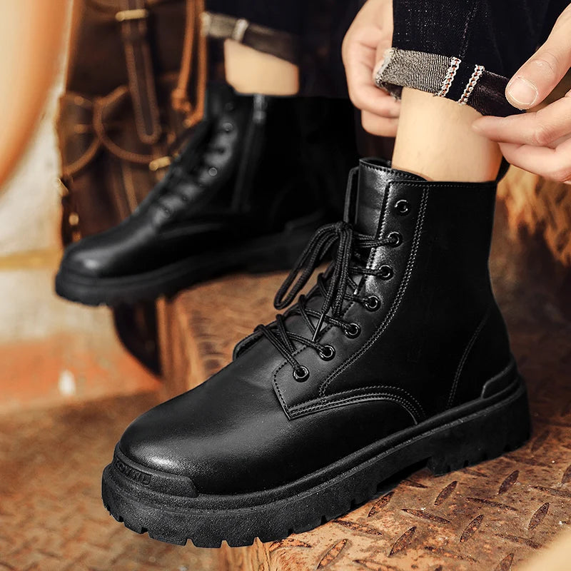 TRAIL BOSS - Men's Retro Leather Hiking Boots - Thick Sole, Anti-Slip Ankle Boots