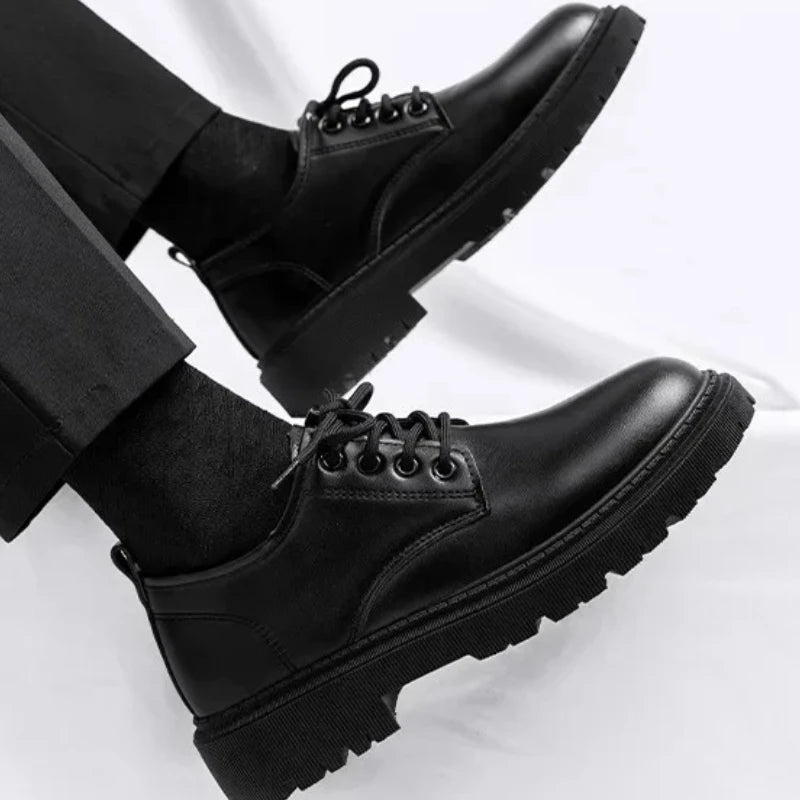 Men's Black Lace-Up Height Increasing Business Shoes - Casual PU EU 39-44