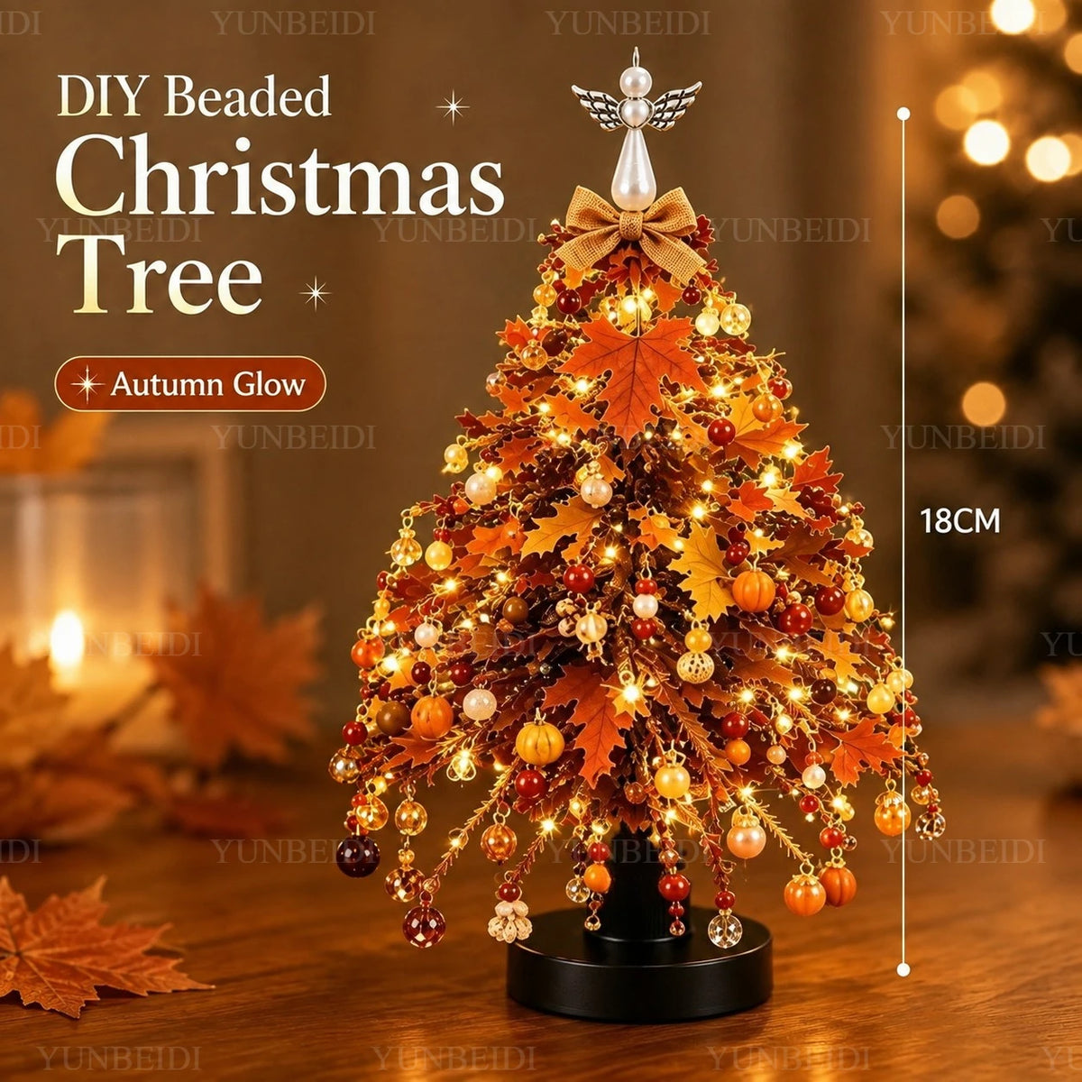 DIY Beaded LED Christmas Tree - 18 cm - Handmade Sparkle