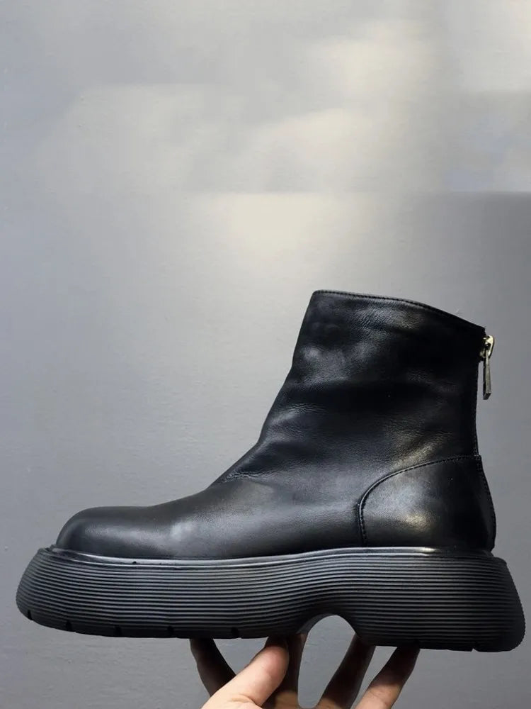 PUNK CHELSEA BOOTS - Men's Genuine Cow Leather Platform Boots - Street Edge, British Soul