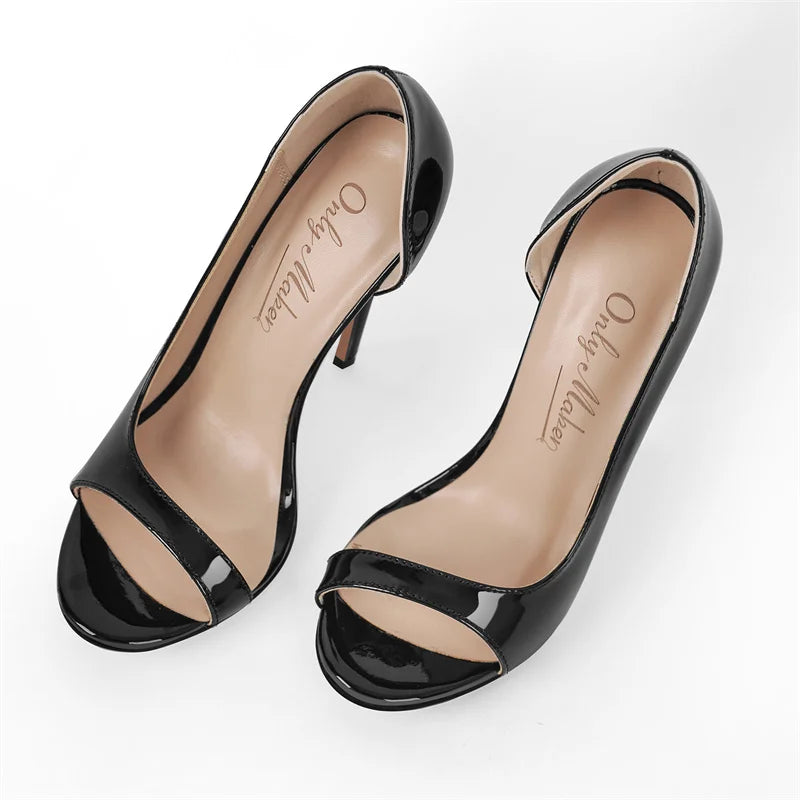 Onlymaker Women Open Toe Slip On Elastic Side Open Sandals Fashion Female Shoes Plus Size US5~US15 Fashion Sandals