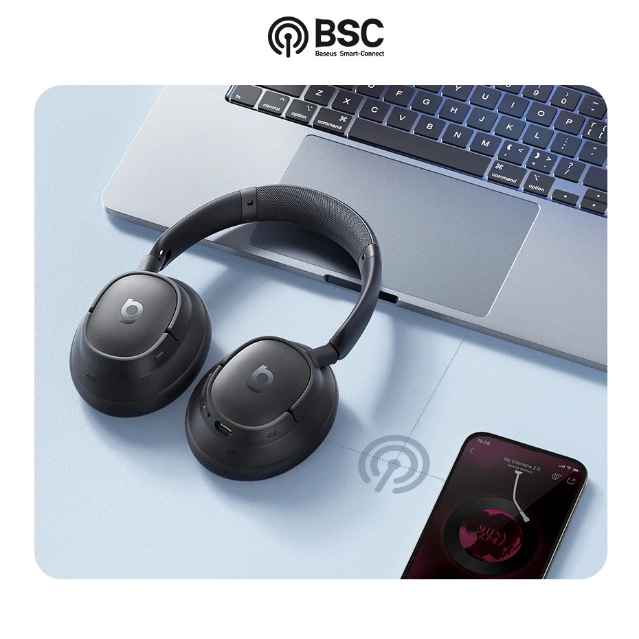 Baseus EH10 ANC Wireless Headphones – 45dB Adaptive Hi-Res LDAC Bluetooth 6.0 80H