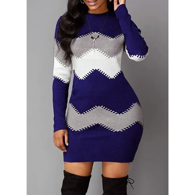 Chevron Knit Bodycon Mini Dress