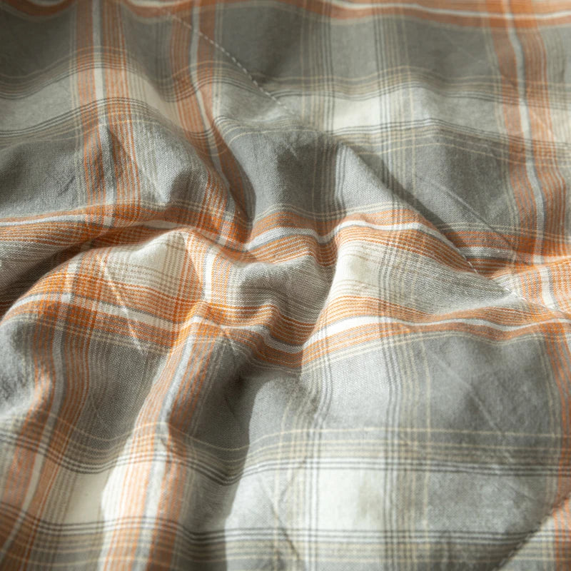 WASHED COTTON SUMMER COMFORTER - Pure Cotton Fill, Quilted Plaid - Cool Nights
