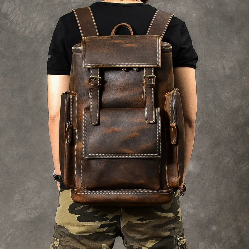 Vintage Crazy Horse Leather Backpack