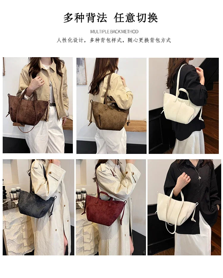 Light Luxury Solid PU Hasp Shoulder Bag for Women Commuting Frosted Leather Handbag 2026 Hot Sale Large Capacity Niche Tote Bags