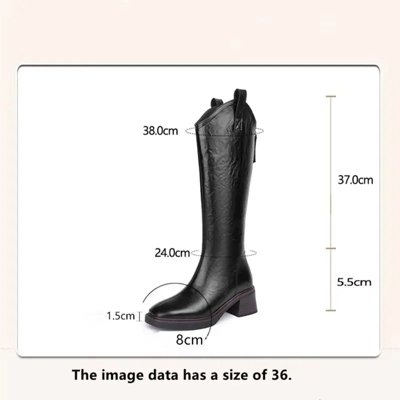 Leather Wool-Lined Boots – Western Cowboy Mid-Calf