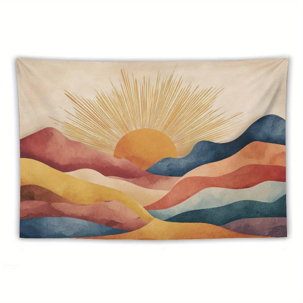 SUNSET MOUNTAIN TAPESTRY - Boho Wall Hanging - Abstract Landscape