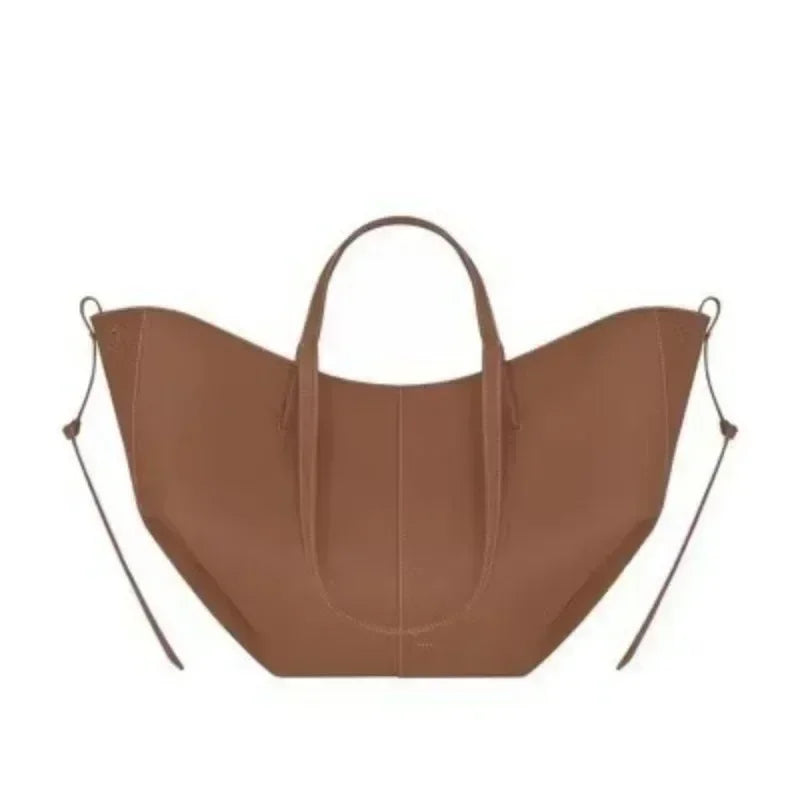 Luxury Cowhide Handbag for Women – Large Capacity Tote, Trendy Pleated Shoulder Bag for Work – Includes Wallet & Clutch