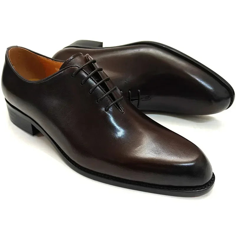 OXFORD CRAFT - Men's Handmade Genuine Leather Oxford Shoes - Business Casual Lace-Up