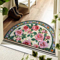 FLORAL SEMI-CIRCLE DOORMAT - Short-Loop Polyester, 8 Patterns & 9 Sizes - Soft Entries