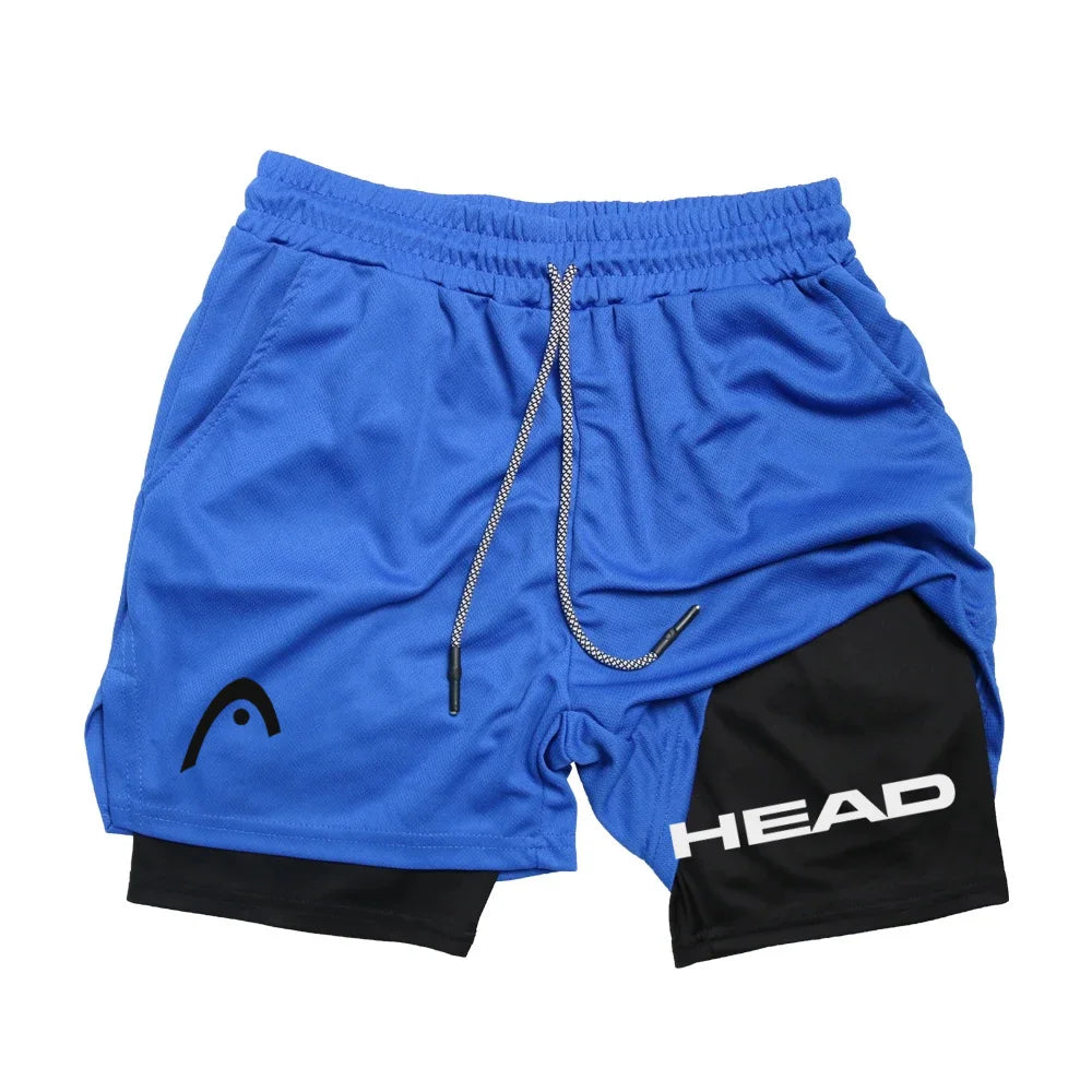 Anime Berserk Head Running Shorts Men Fitness Gym Training 2-in-1 Sports Quick Dry Workout Jogging Double Deck Summer