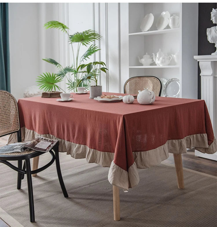 RUFFLE COTTON TABLECLOTH - 8 Colors, 14 Sizes - Gathered Tables