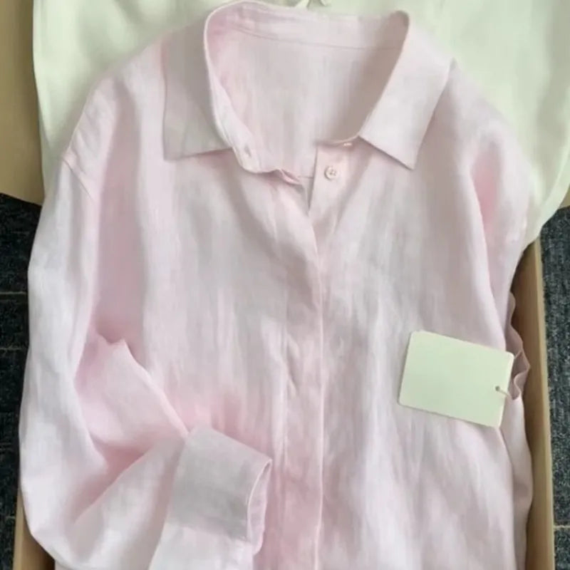 LINEN OFFICE SHIRT WOMEN - Loose Fit, Long Sleeve, 4 Colors - Clean Days