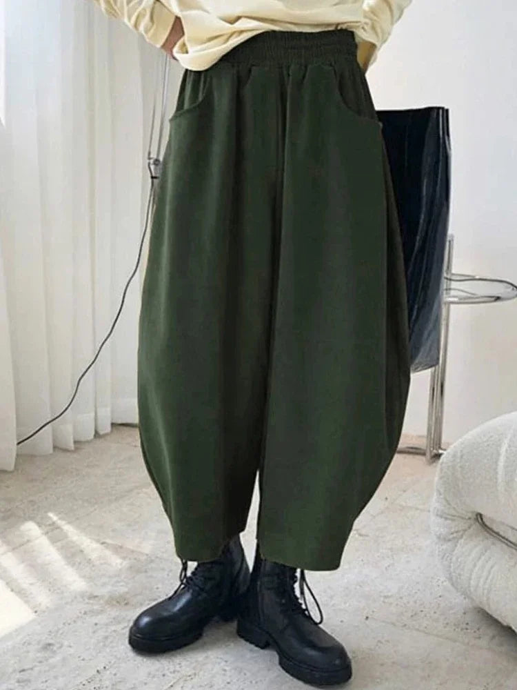COTTON HAREM PANTS WOMEN - High Waist Elastic, Loose Bloomers, 7 Colors - Easy Days