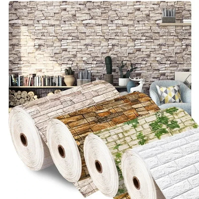 3D FOAM BRICK WALLPAPER - 70cm Wide - Waterproof Wall Decor