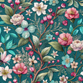 FLORAL PEEL & STICK WALLPAPER - Green Floral - Removable