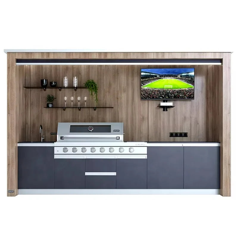 ROOFED OUTDOOR KITCHEN - 304 Stainless Steel, Charcoal Grill - Custom Camping