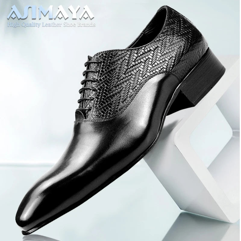 FORMAL OXFORD DRESS SHOES - Men's Genuine Cow Leather Lace-Up - Office, Wedding, Business
