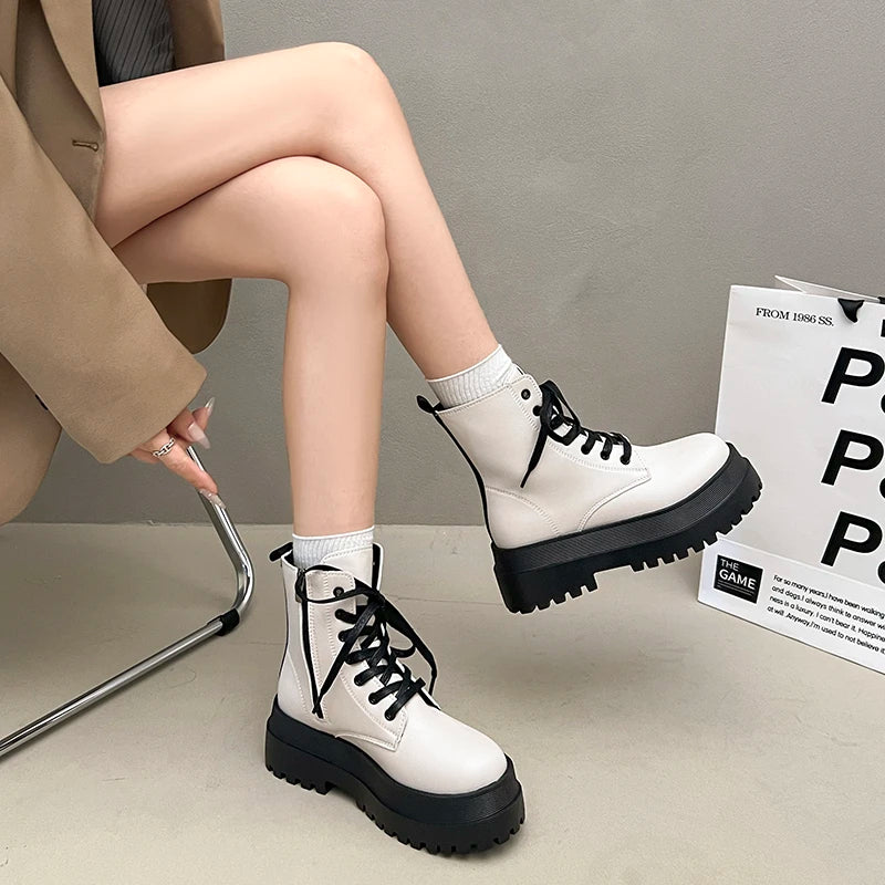 Lace-Up Platform Ankle Boots – Chunky Sole