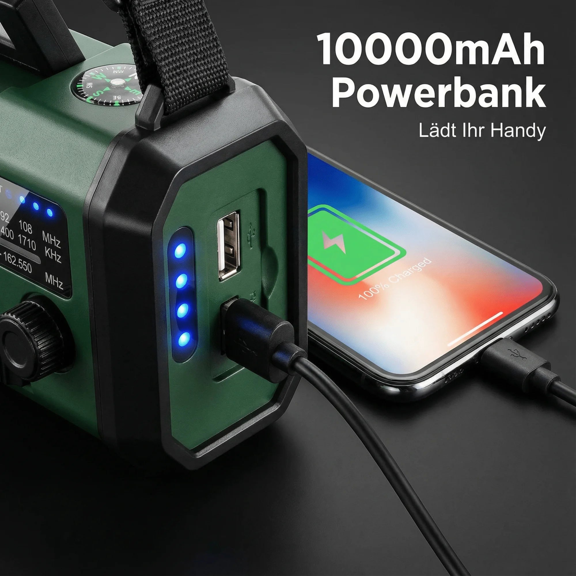 Hand-Crank Emergency Radio Solar Flashlight USB SOS