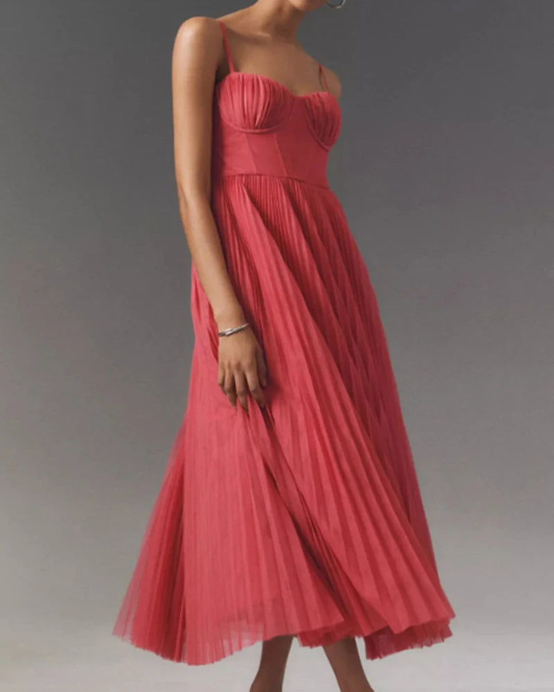 Female Hollow Backless Bridesmaid Dress Spring High Street Solid Girdling Pleat Long Dress Elegant Women Solid Tube Tops Dress