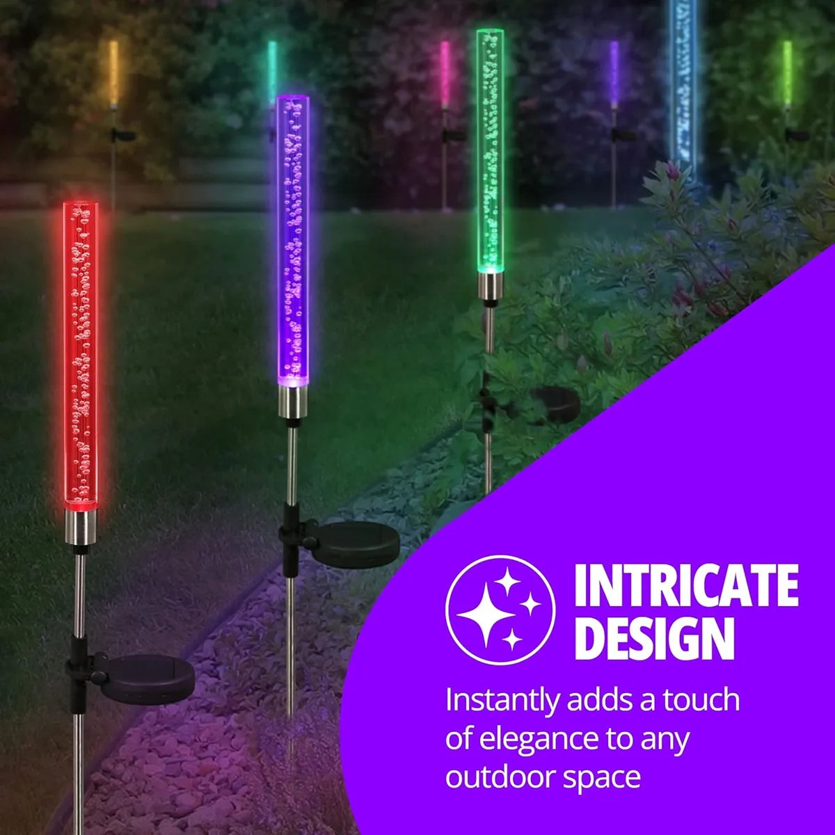 Solar Bubble Garden Lights - RGB Glow - Pathway Magic