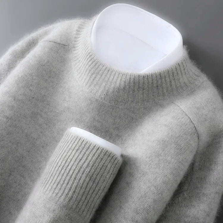 WOOL MOCK - Men's 100% Australian Wool Half Turtleneck Sweater - 15 Colors, S–XL