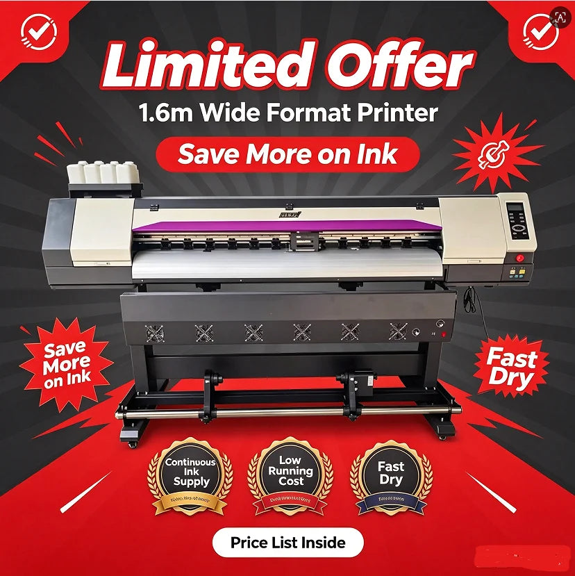 KINGLOCOR KL-603 WIDE FORMAT PRINTER - 1.6m Roll-to-Roll, XP600/I3200/I1600