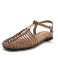 Band Flat Sandals Women Summer Round Toe Ankle Buckle Hollow Roman Sandal Plus Size Beach Shoe