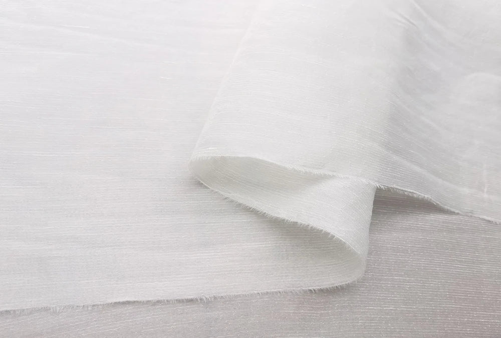 Mulberry Silk Linen 45'' Wide By Meters Natural White Silk Flax Fabric Slubbed