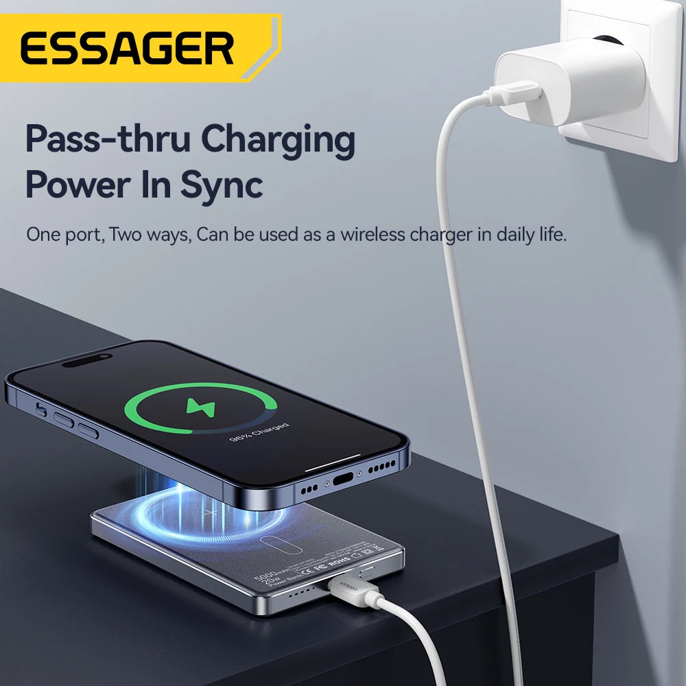 ESSAGER MAGNETIC POWER BANK - 20W, 5000mAh - Ultra-Slim Backup