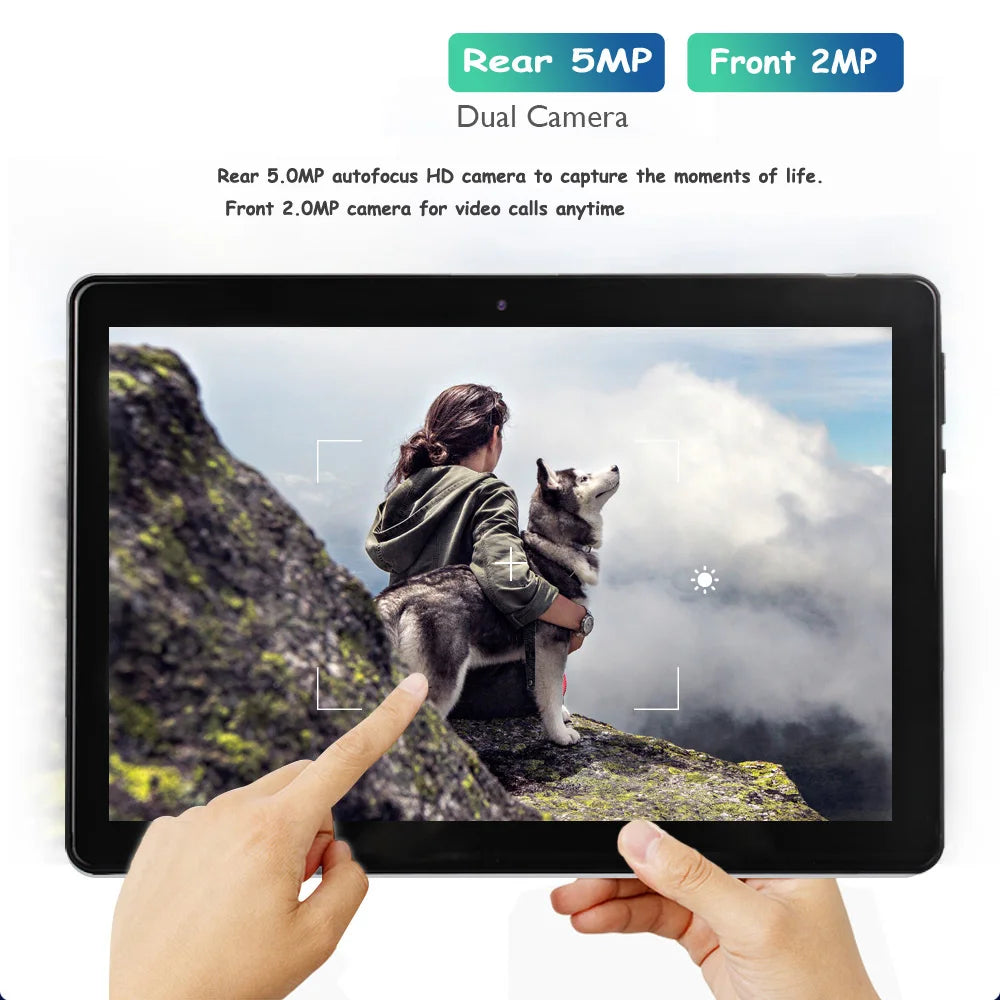 BDF 10.1" Android Tablet - 4GB+64GB, Dual SIM Phone Call, Octa-Core