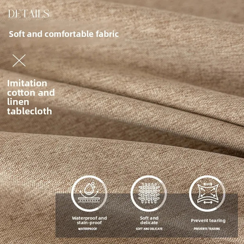 SOLID LINEN-LOOK WATERPROOF TABLECLOTH - Oil & Dust Resistant Rectangle Cover - Every Meal, No Stress