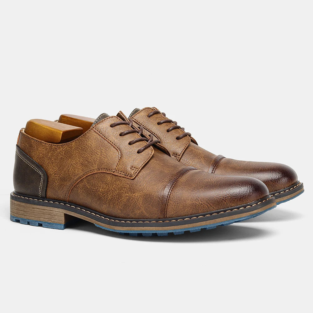 RETRO DERBY SHOES - Men's Lace-Up Casual Leather Footwear - Timeless Style, All-Day Comfort