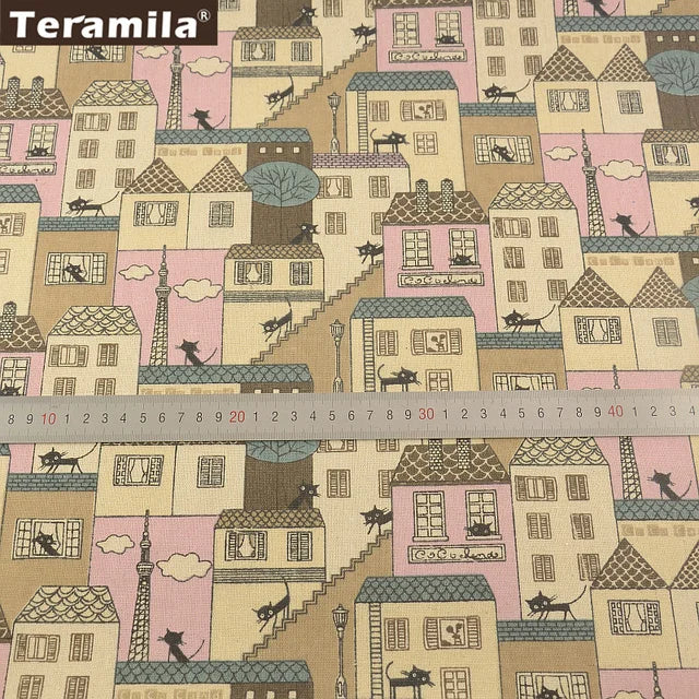 PRINTED CANVAS LINEN FABRIC - Cotton Linen Blend by the Yard - Bold Patterns for DIY