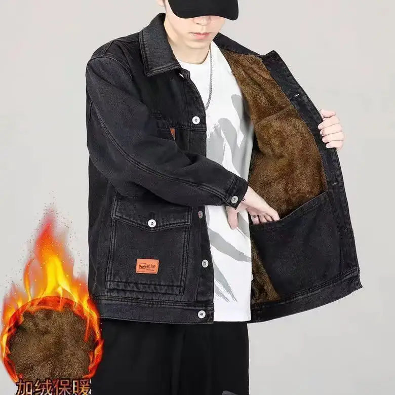 DENIM FUR - Men's Winter Denim Jacket with Faux Fur Lining - 5 Colors, M–6XL