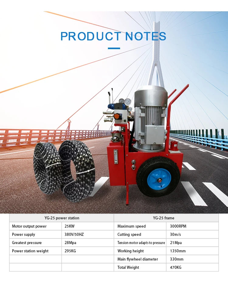 Hydraulic Diamond Wire Saw - 120 mm - CE Stone/Concrete Cutter