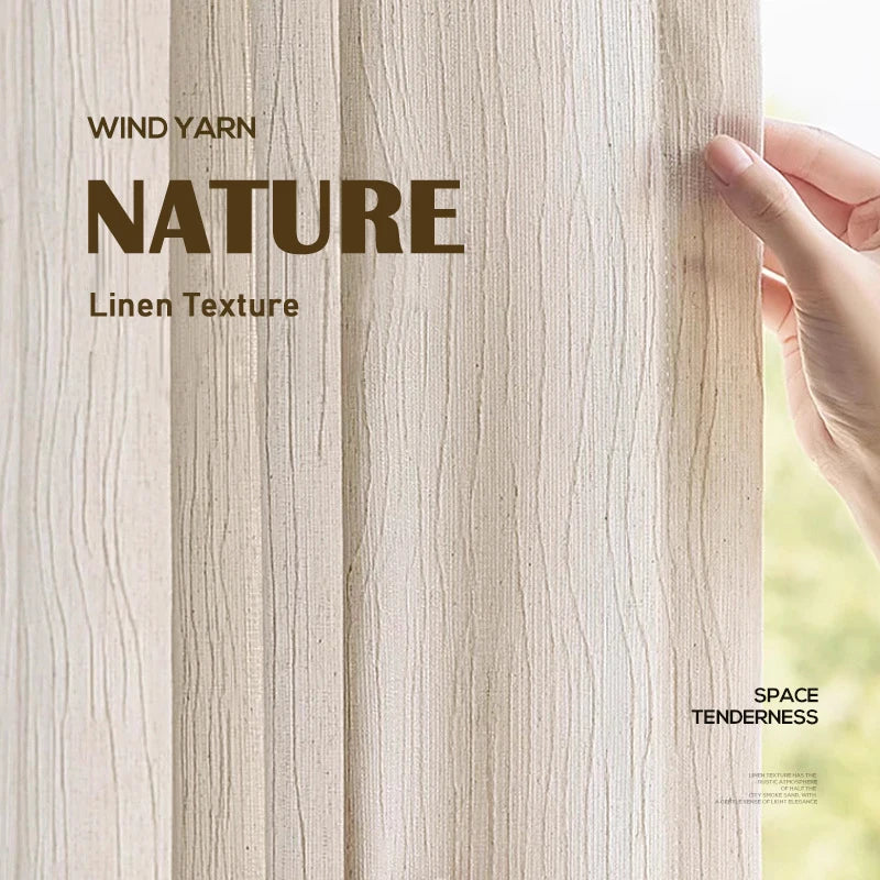 JACQUARD LINEN SHEER CURTAINS - Soft Voile Panel Custom Size - Natural & Airy